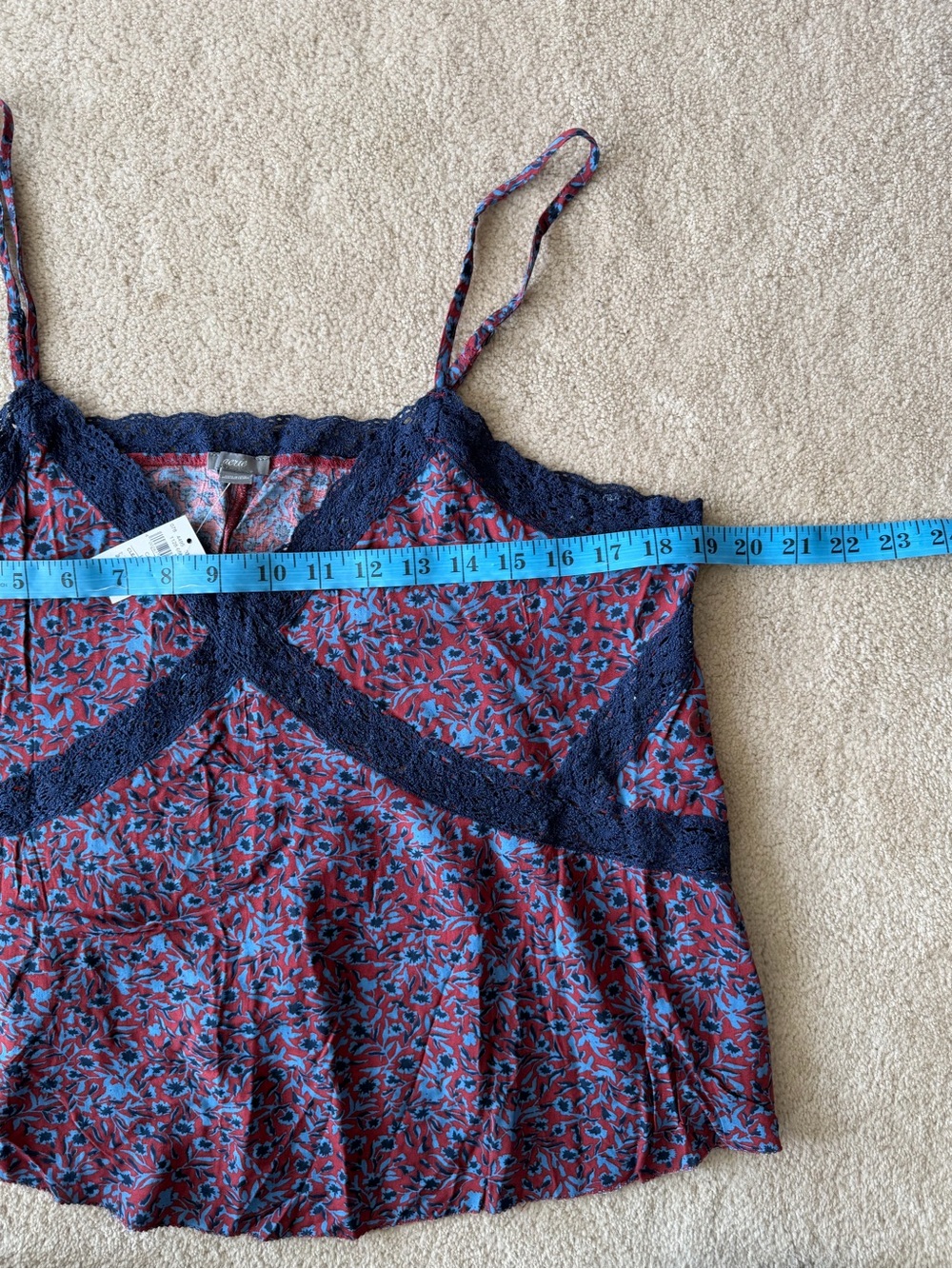aerie Navy & Burgundy Floral Lace-Trim tank top - Picture 3 of 7